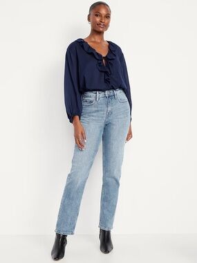 Old Navy Extra High Rise Curvy Straight Leg Jeans 12 Petite